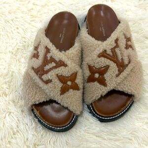 Louis Vuitton Tan Shearling Loafers